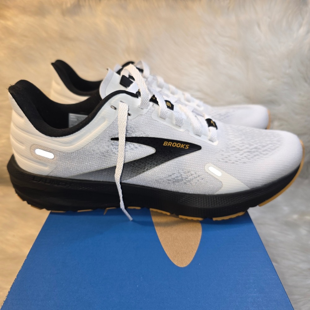 Brooks Launch 9 Running Shoes Women's 9.5 B White Black Tan 1203731B121